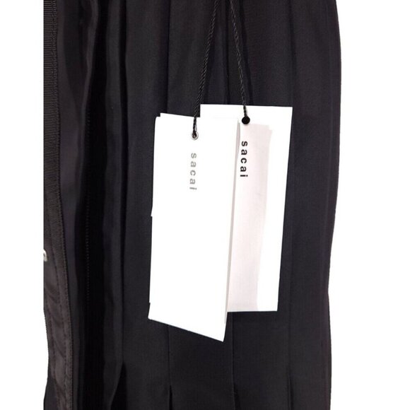Sacai Cotton Gabardine Pleated Skirt Japan 1 US 6 Black Defect New - Picture 12 of 16